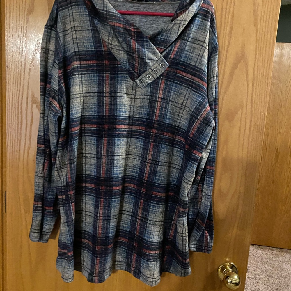 Plaid Long Sleeve Tunic Top
